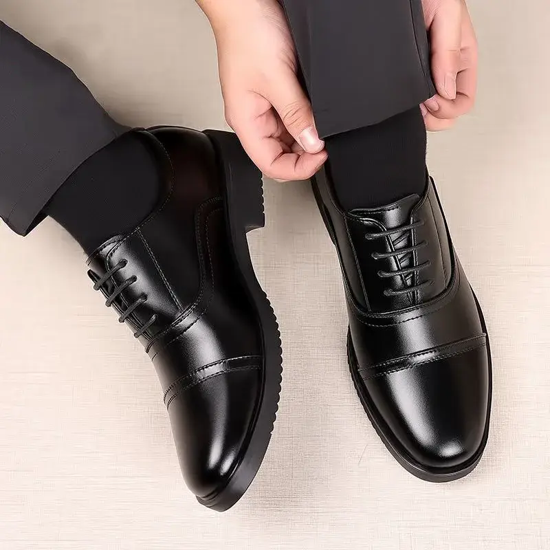 Genuine Leather Oxford Shoes Three-Buckle Formal B...