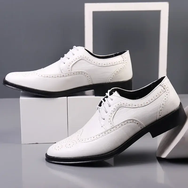 Men Oxford Shoes Genuine Calfskin Leather Brogue Dress Shoes Classic Business Formal Shoes Man