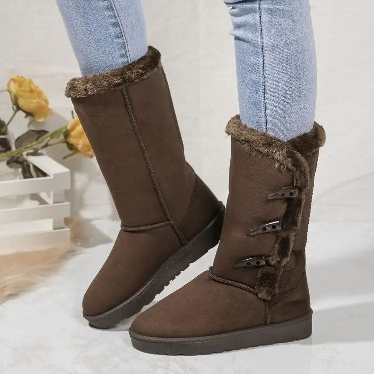 Classic Plush Snow Boots Calf Women's Boots Wool W...