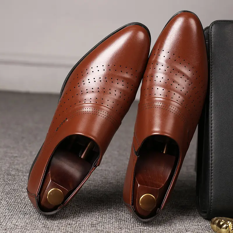 Men Leather Shoe Business Formal Dress Men Shoe Hollowed Out Perforated Men Shoes