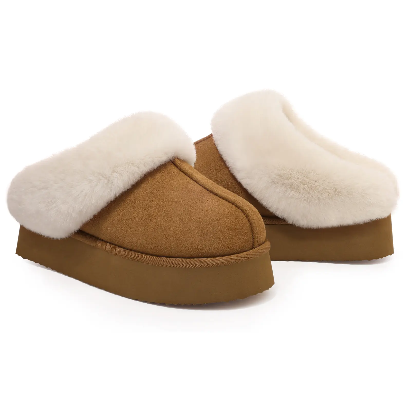 Women's Platform Fuzzy Slippers New Lady Winter House Slipper Thick Soles Warm Fuzzy Shoes Indoor Outdoor Cotton Shoes