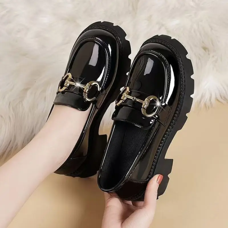 Women's Loafers New Slip-On Chunky Heel Single Sho...