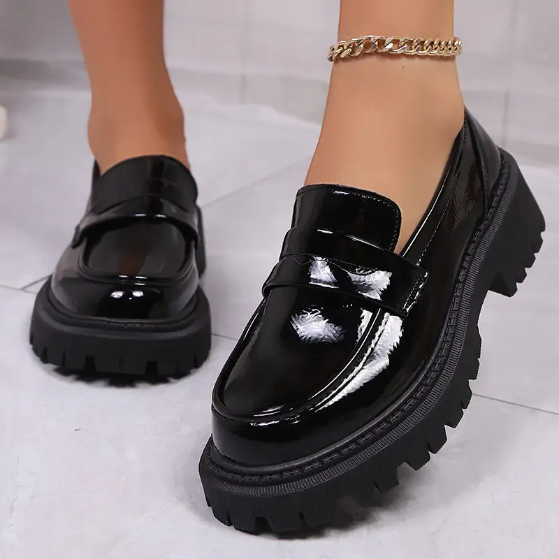 Platform Loafers Women Fashion Shoes Woman Thick Bottom Work Shoes Ladies