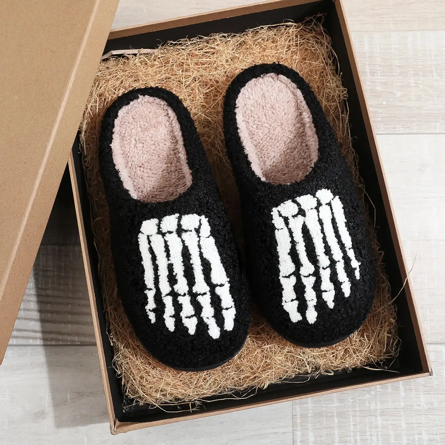 Dark Style Home Platform Cozy Fur Cotton Slippers Warm Non-slip Indoor Slipper Women Halloween Gift