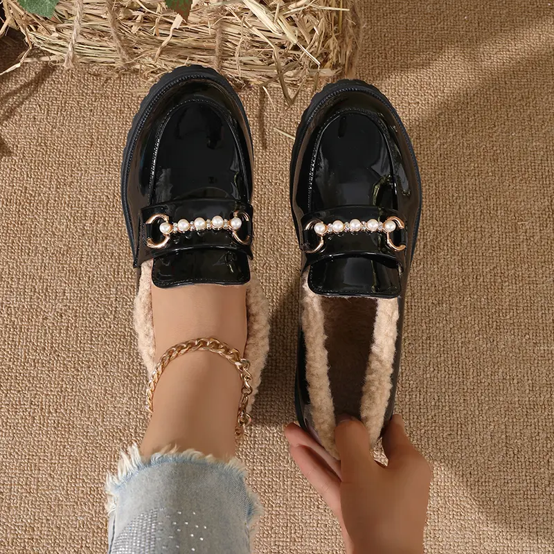 Women's Loafers - Platform Pearl-Embellished Slip-...