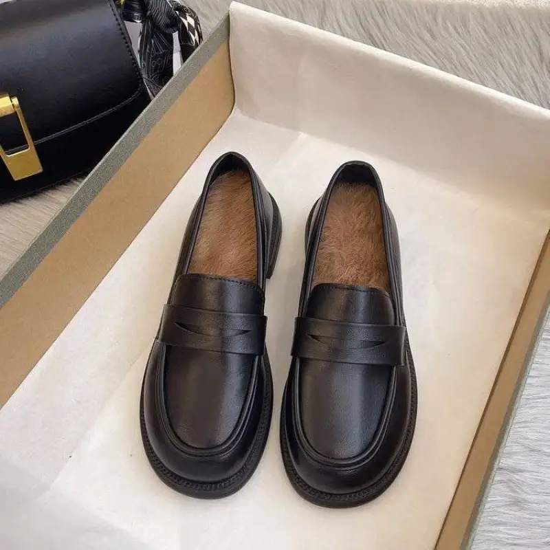 ​Women's Loafers Fleece Lined Flat Sole Furry Lining Warmth​ Slip on Shoes