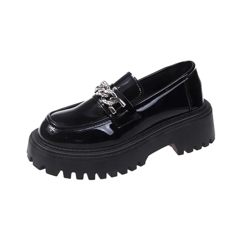 Women Style Thick-Soled Loafers Patent  Shoes Tren...