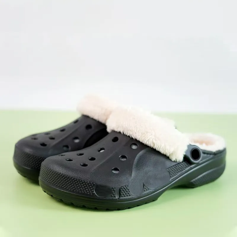 Slippers Men Clog Slides Fur Cotton Veet Snow Warm Scuffs Booties Outdoor Indoor Home Platform Shoes