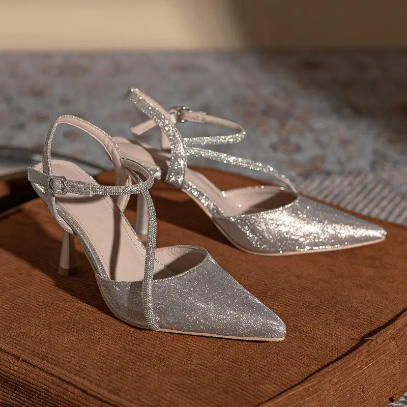 Rhinestone Stiletto Heels, Sexy Crystal Stiletto Heels, Women's Ankle Strap Dress Shoes