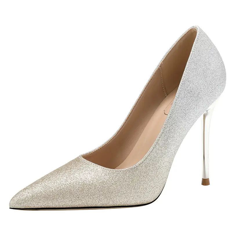 Gradient Sequined Bridal High Heels, Wedding Dress Stilettos, Evening Gowns, Women's Shoes
