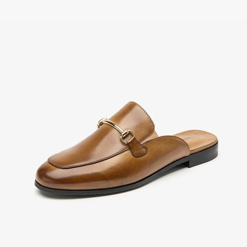 Casual Mules Women Metal Decoration Solid Color Sl...