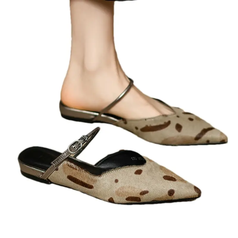 Pointed Toe Women Flats Slippers Elegant Sandals Slingback Mules Shoes