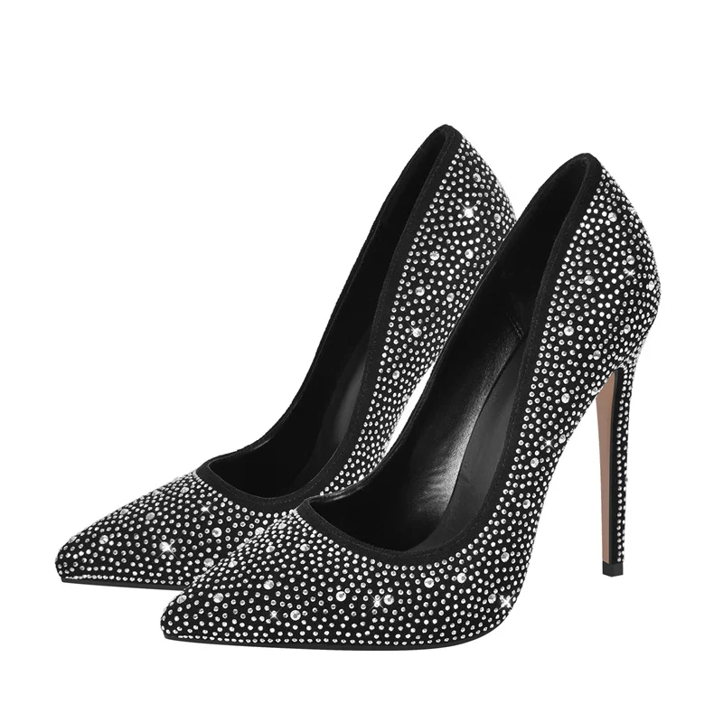 Women's High Heels, Pointed Toe, Rhinestone Stiletto Heels, Fashionable Women's Shoes