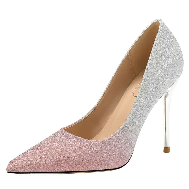 Gradient Sequined Bridal High Heels, Wedding Dress Stilettos, Evening Gowns, Women's Shoes