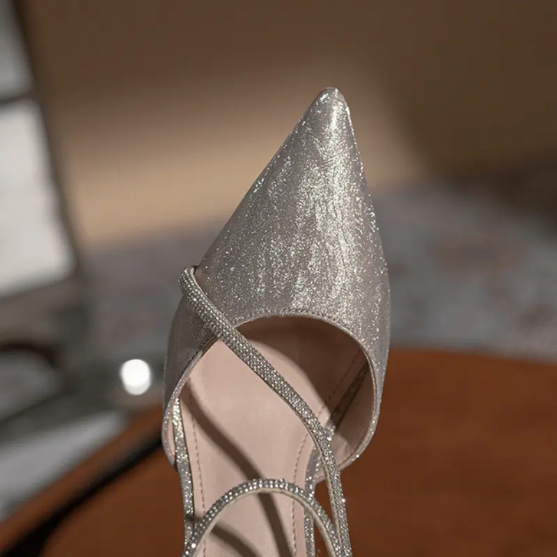 Rhinestone Stiletto Heels, Sexy Crystal Stiletto Heels, Women's Ankle Strap Dress Shoes