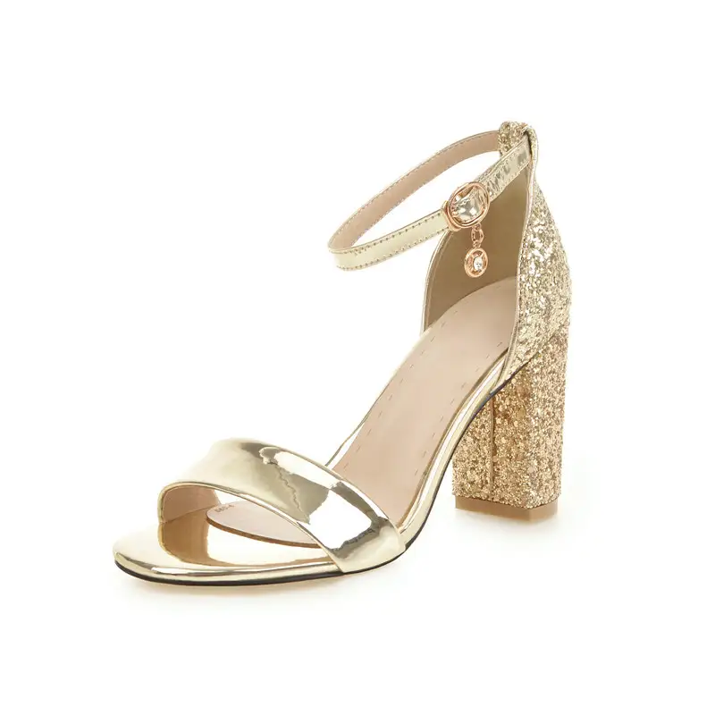 Elegant Chunky Heels With Sequin Embellishments, Perfect For Parties And Weddings