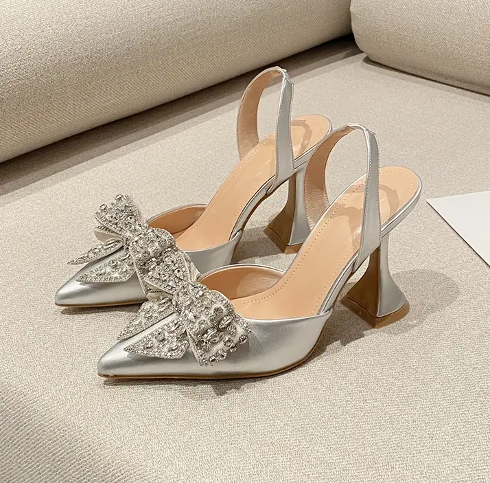 Fashionable Silk Crystal Sequin Bow Women's High H...