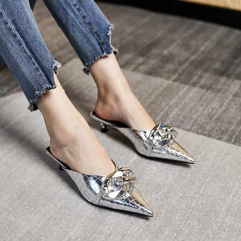 Women Slipper  Ladies Pointed Toe Slip on Mules Th...