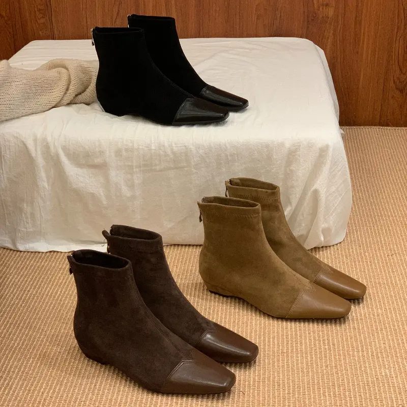 Spring Autumn Street Style Women Ankle Boots Elegant Pointed Toe Shoes Female Vintage Slim Short Booties
