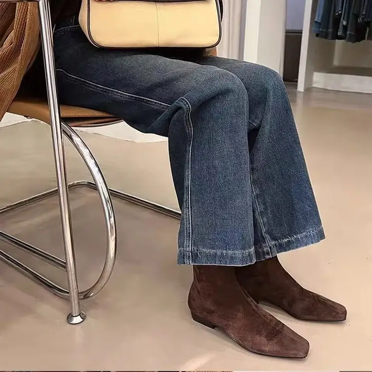 Winter Women's Short Plush Ankle Boots Fashion Squ...