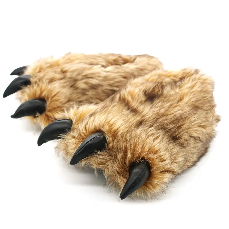 Furry Fur Slippers Men Shoes Creative Slip On Bear...
