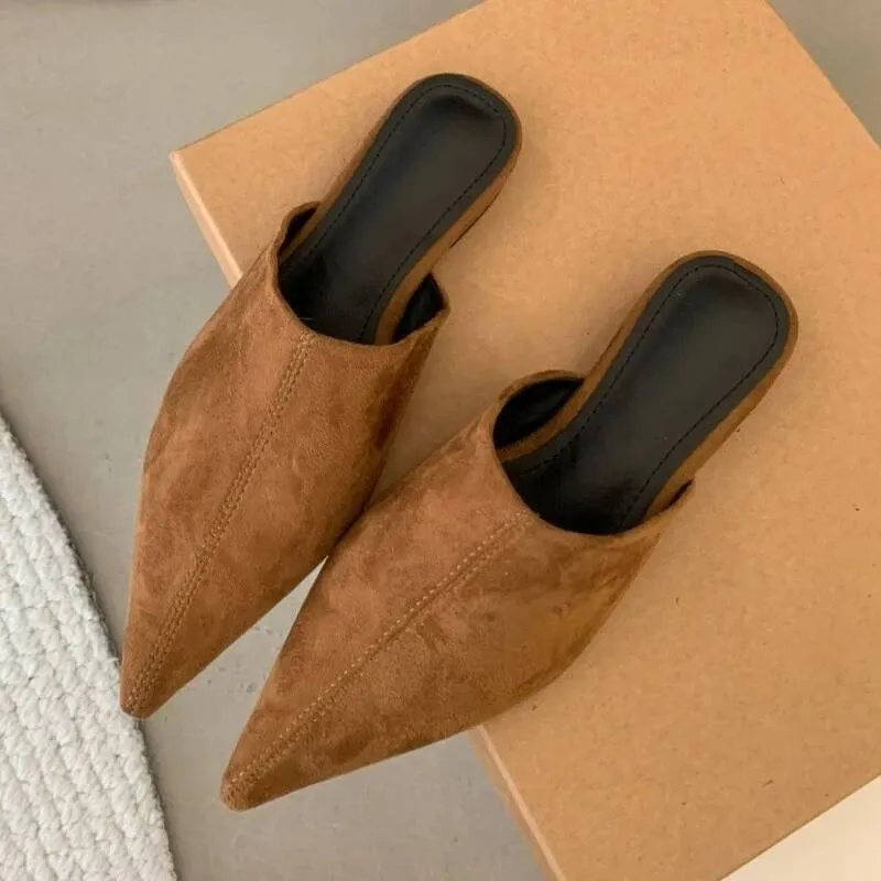 Pointed Toe Low Heel Mule Slippers for Women Fashion Casual Comfortable
