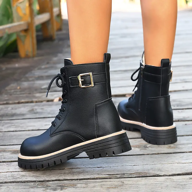 Women's Fashion Lace-Up Warm Plush Ankle Boots Buc...