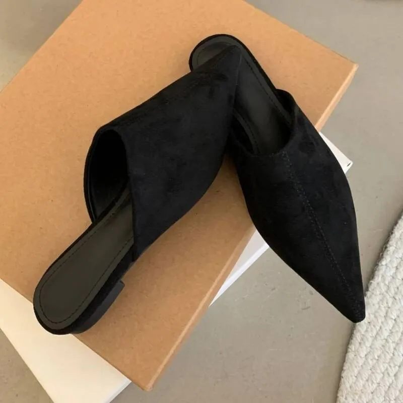 Pointed Toe Low Heel Mule Slippers for Women Fashion Casual Comfortable