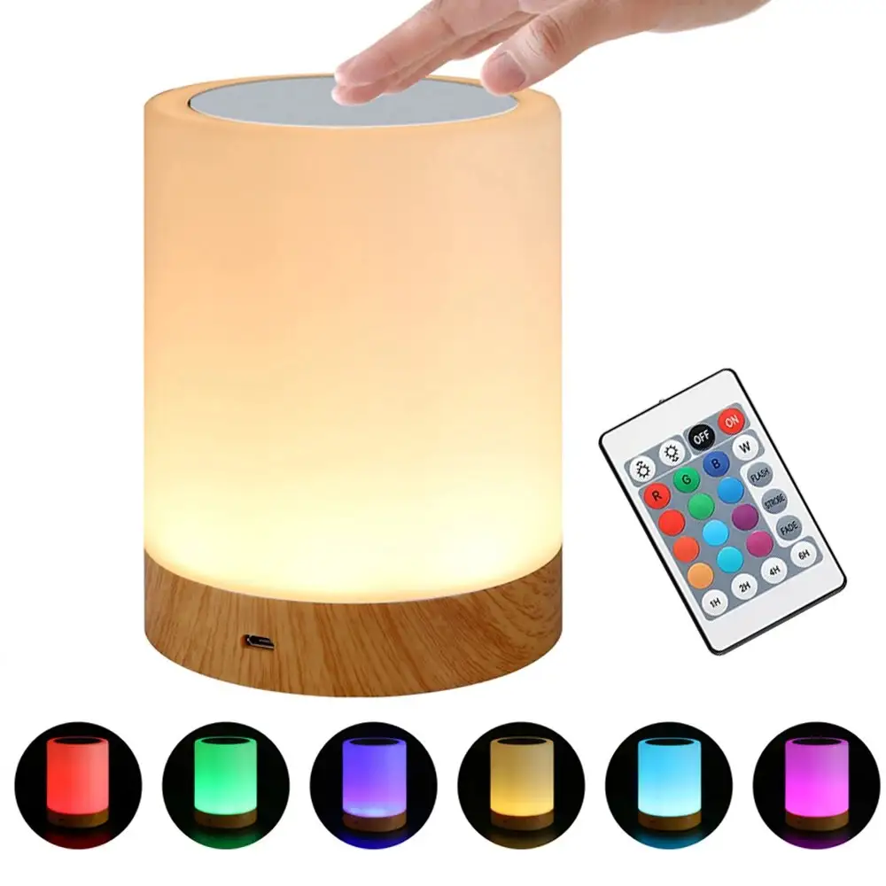 Touch Bedside Light Bedroom Night Light Dimmable Desk Light Remote Control 13 Color Changing Light Timed Shutdown USB Charg