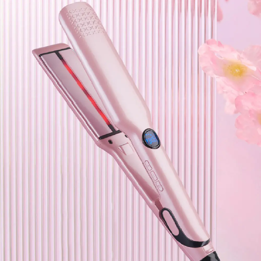 2-In-1 Hair Straightener And Curling Iron With Adjustable Temperature And Wide Plate Design