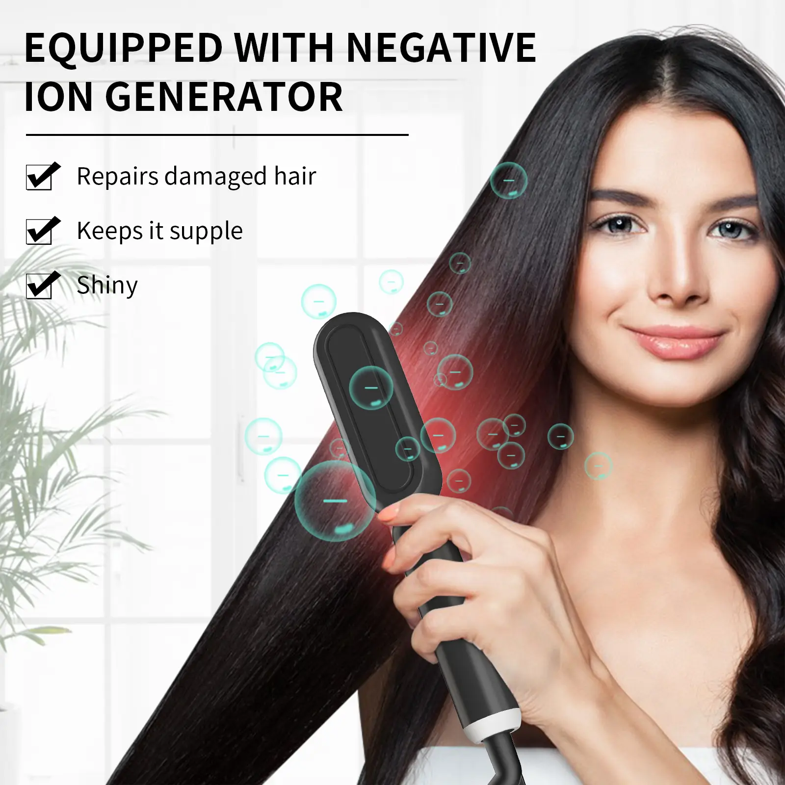 Hair Straightener, Wet And Dry Dual-Use Negative Ion Electric Hair Straightener, Say Goodbye To Frizz