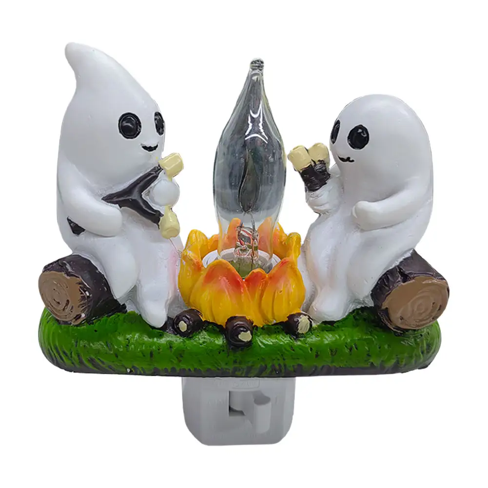 Spooky Fire Marshmallow Night Light Ghost Campfire Flickering Plug in Night Light Halloween Ghost Night Light Halloween Gifts