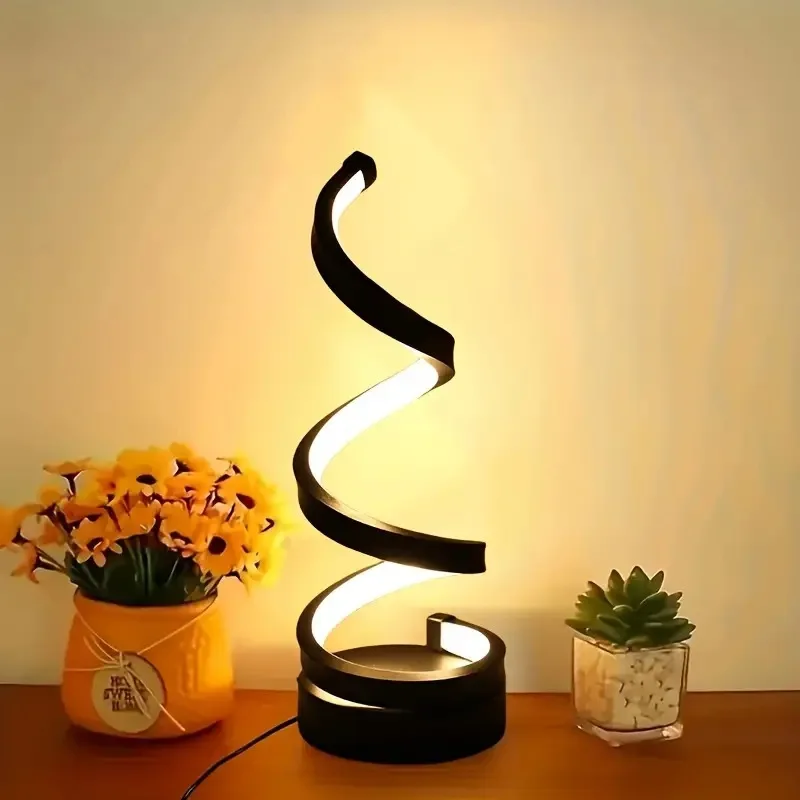 5V USB Modern Creative LED Table Lamp Spiral Night Light 3 Colors Dimmable For Bedroom Living Room Office Dinner Decor Lighting