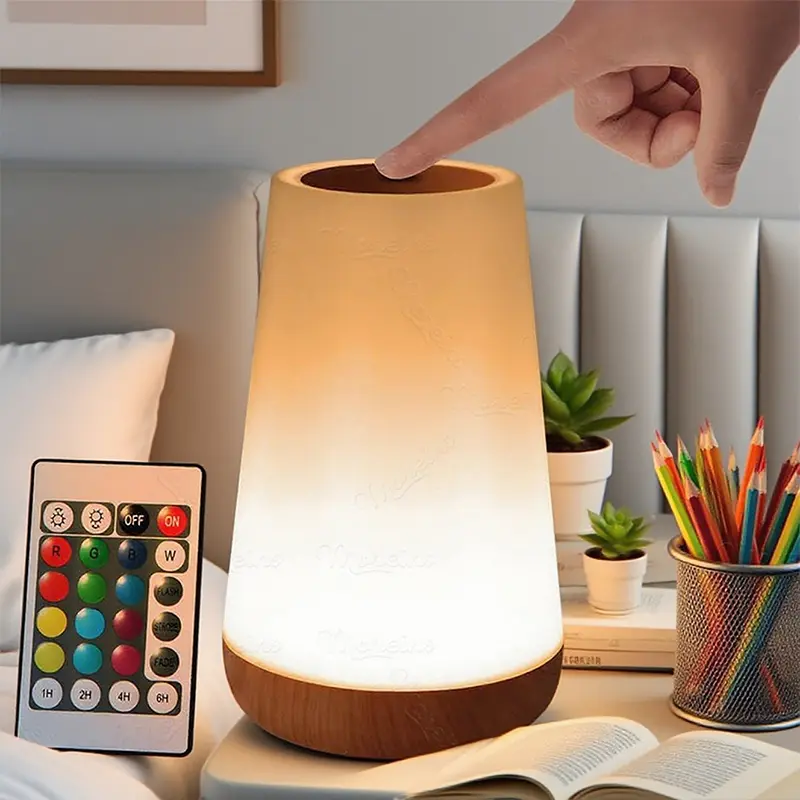 RGB Remote Control 13 Color Changing Night Light Touch Dimmable Lamp USB Rechargeable Night Lamp