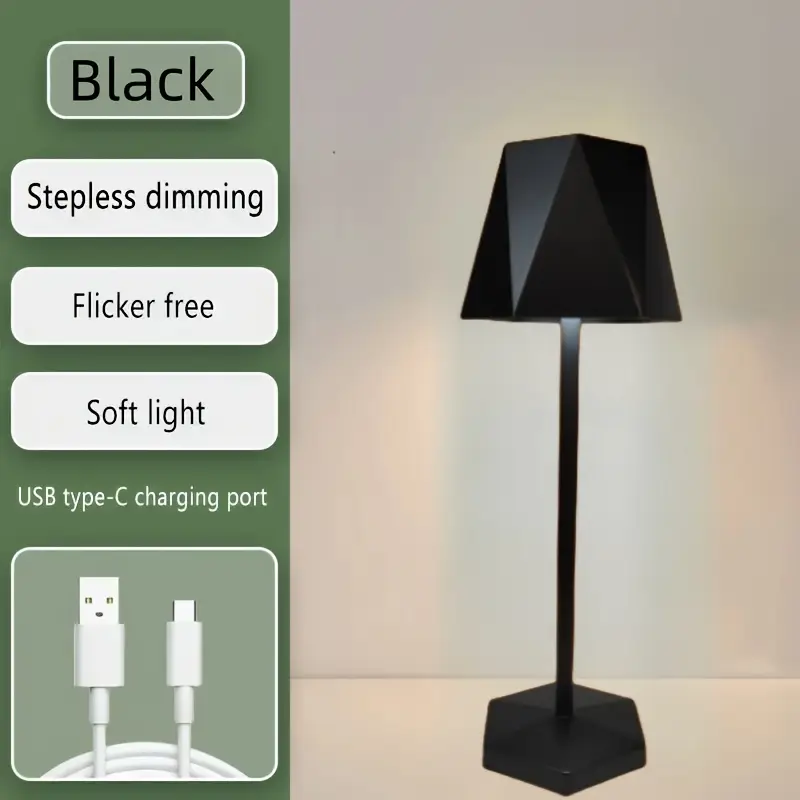Portable Rechargeable LED Table Lamp Touch Switch 3 Levels Dimmable Desk Lights Bar Club Dinner Creative Decor Ambient Lighting