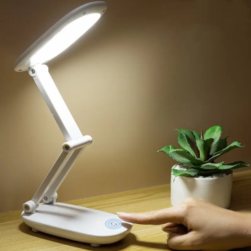 LED Desk Lamp 3 Levels Dimmable Touch USB Rechargeable Eye Protection Foldable Table Lamp For Bedroom Bedside Readin