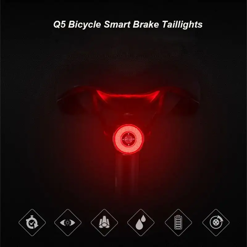 Smart Bicycle Brake-Sensing Taillight USB Charging Ipx6 Waterproof Riding Taillight