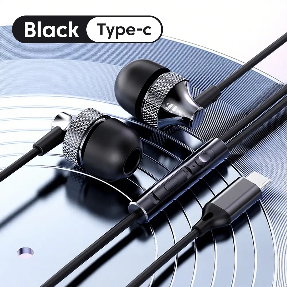 3.5mm Type-C Plug Headset Wired Headphones Hifi In-Ear Gaming Earphones Handsfree Earbuds For