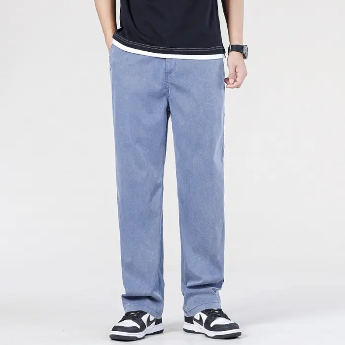 Men's Quality Straight Casual Pants Soft Denim Tro...