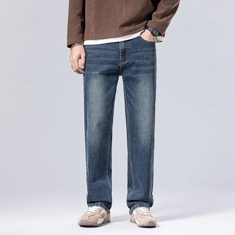 Men's Jeans Fashionable And Elastic Slim Straight Pants Denim Pants