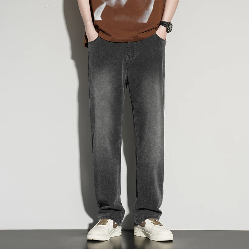 Men Stretch Pants Straight-Leg Jeans Sports Leisur...