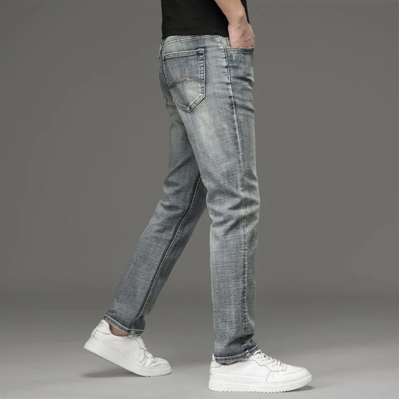 Men's Elastic Cotton Jeans Fashion Casual Wash Denim Male Trousers