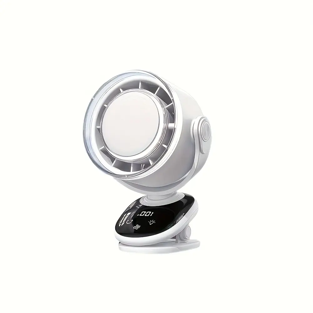 Intelligent 180° Automatic Rotating Fan With Touch Screen Display, 5 Wind Speed Settings + 2 Night Light Modes