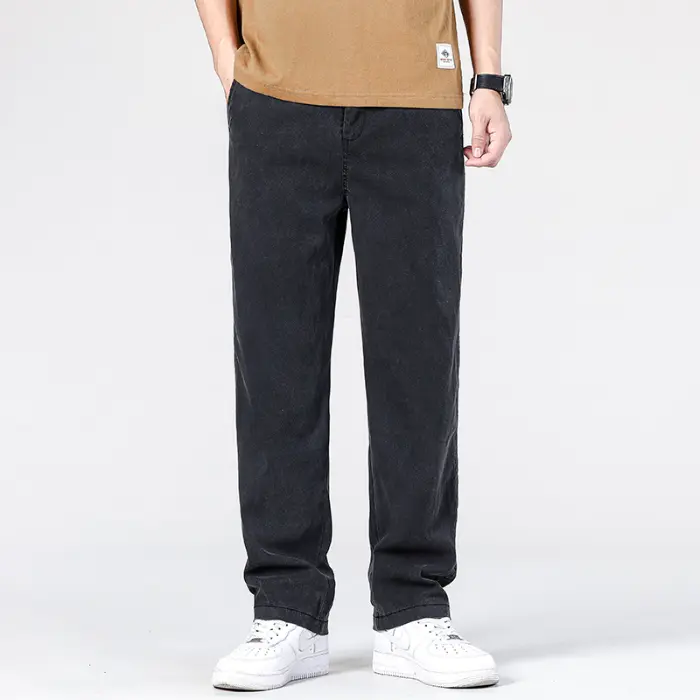 Men's Quality Straight Casual Pants Soft Denim Trousers