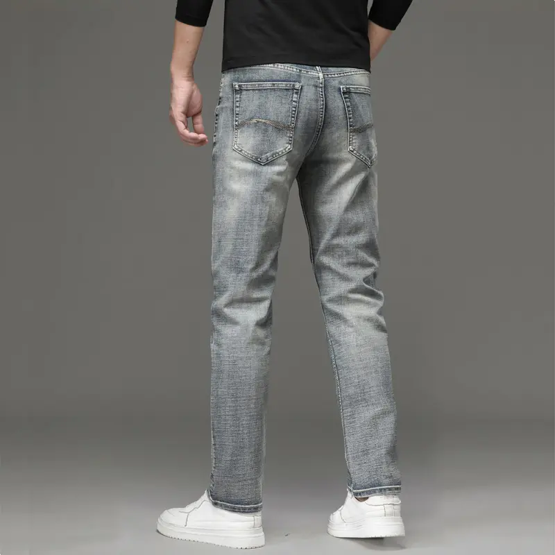 Men's Elastic Cotton Jeans Fashion Casual Wash Denim Male Trousers