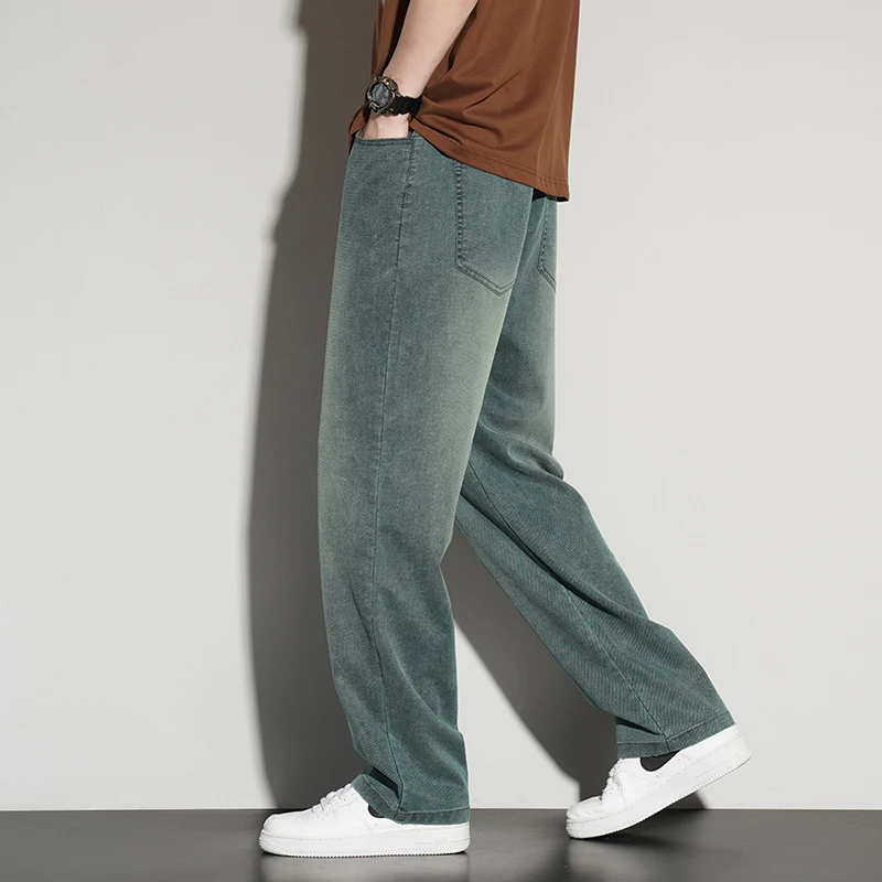Men Stretch Pants Straight-Leg Jeans Sports Leisure Pants