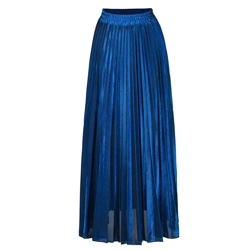 Skirt Pleated Maxi Skirt High Waist Swing Long Ski...