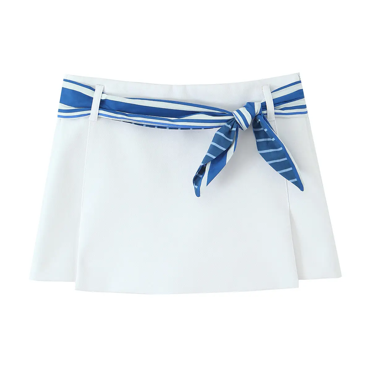 Women Striped Skort Fashion Causal Side Zipper Mini Skorts Vintage High Waist Streetwear