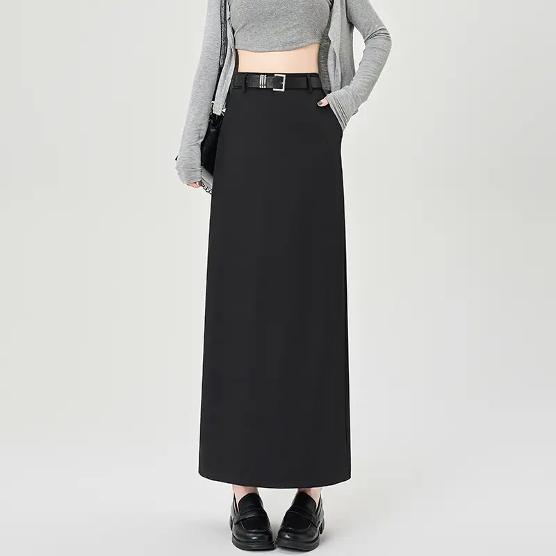 Waist Back Split Women's Wrap Long Skirts Straight Sheath A-line Skirts Female
