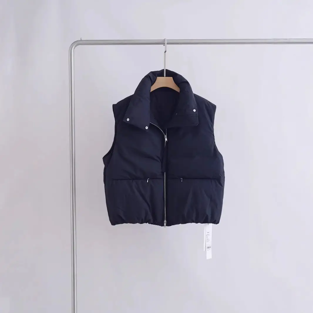 Down Vest, Bread-Shaped Down Jacket, Zippered Comm...